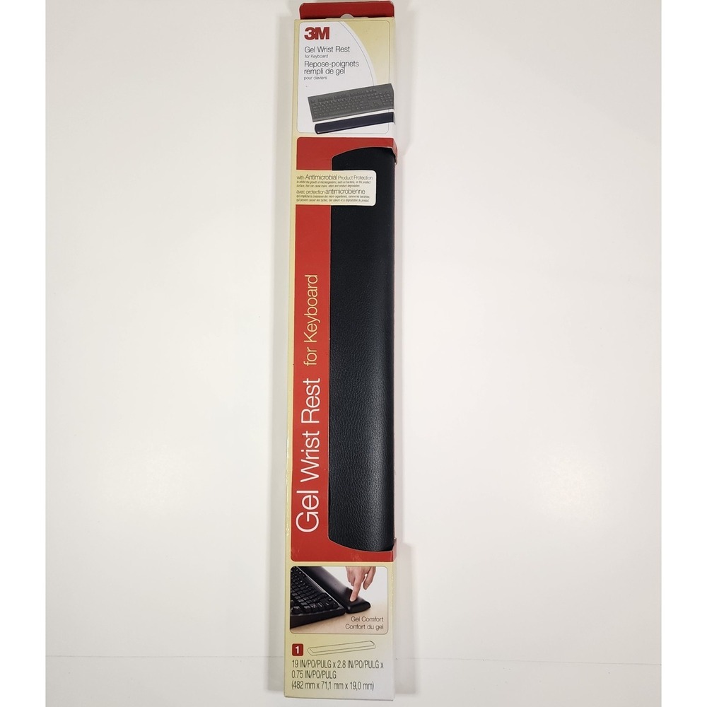 3M Gel Wrist Rest For Keyboard WR310LE Ergonomic Antimicrobial Black